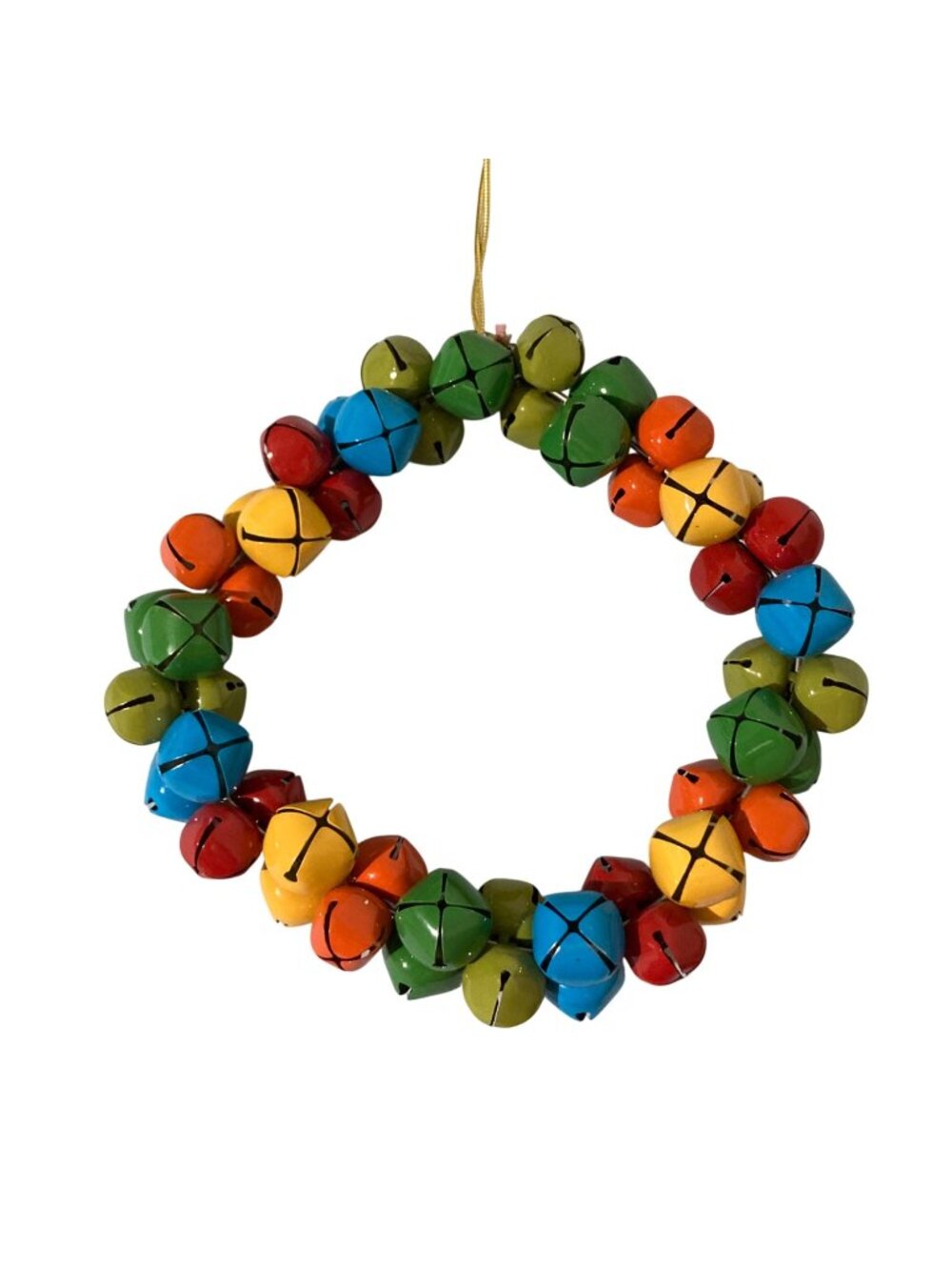 Colorful Metal Jingle Bell Wreath With Hanging Loop For Holiday & Seasonal Decor